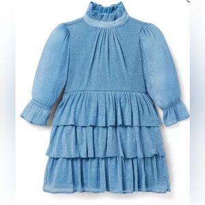 SPARKLE MESH RUFFLE DRESS